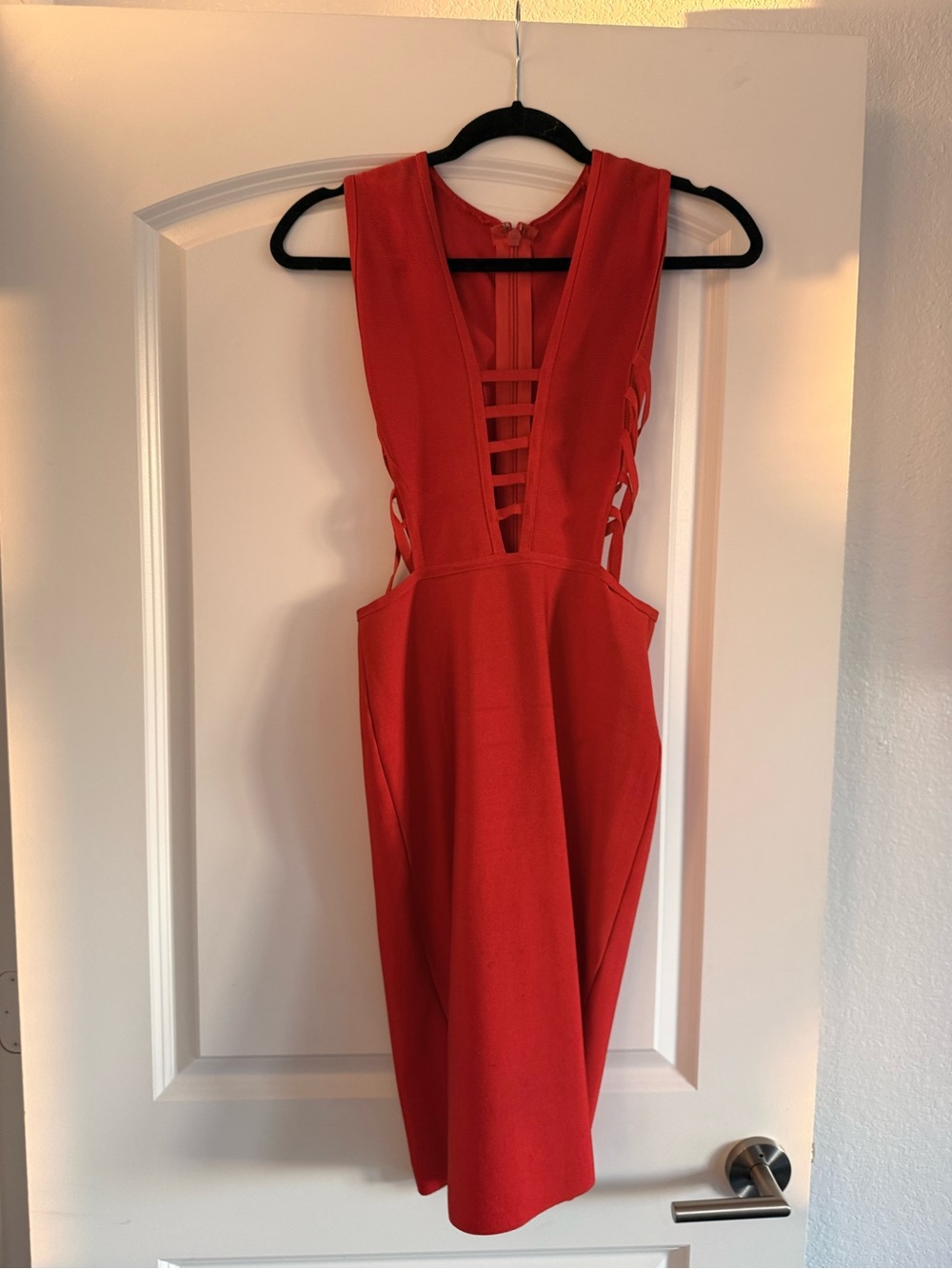 Backless Red Strappy Midi Dress